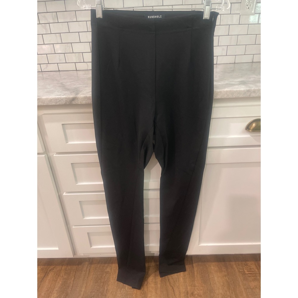 Rundholz Pants Women XS Black Wool Blend Leggings Slim Fit High Waist Trousers